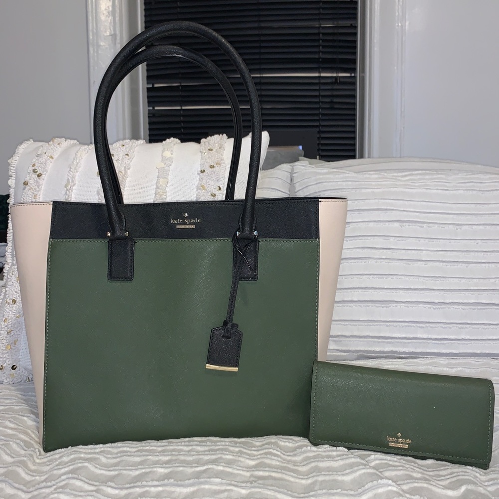 Kate Spade “Cameron Street Havana” tote & wallet.